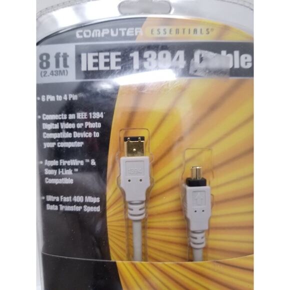 Computer essentials 8' IEEE 1394 cable 6 pin to 4 pin item no 296 - Picture 2 of 6